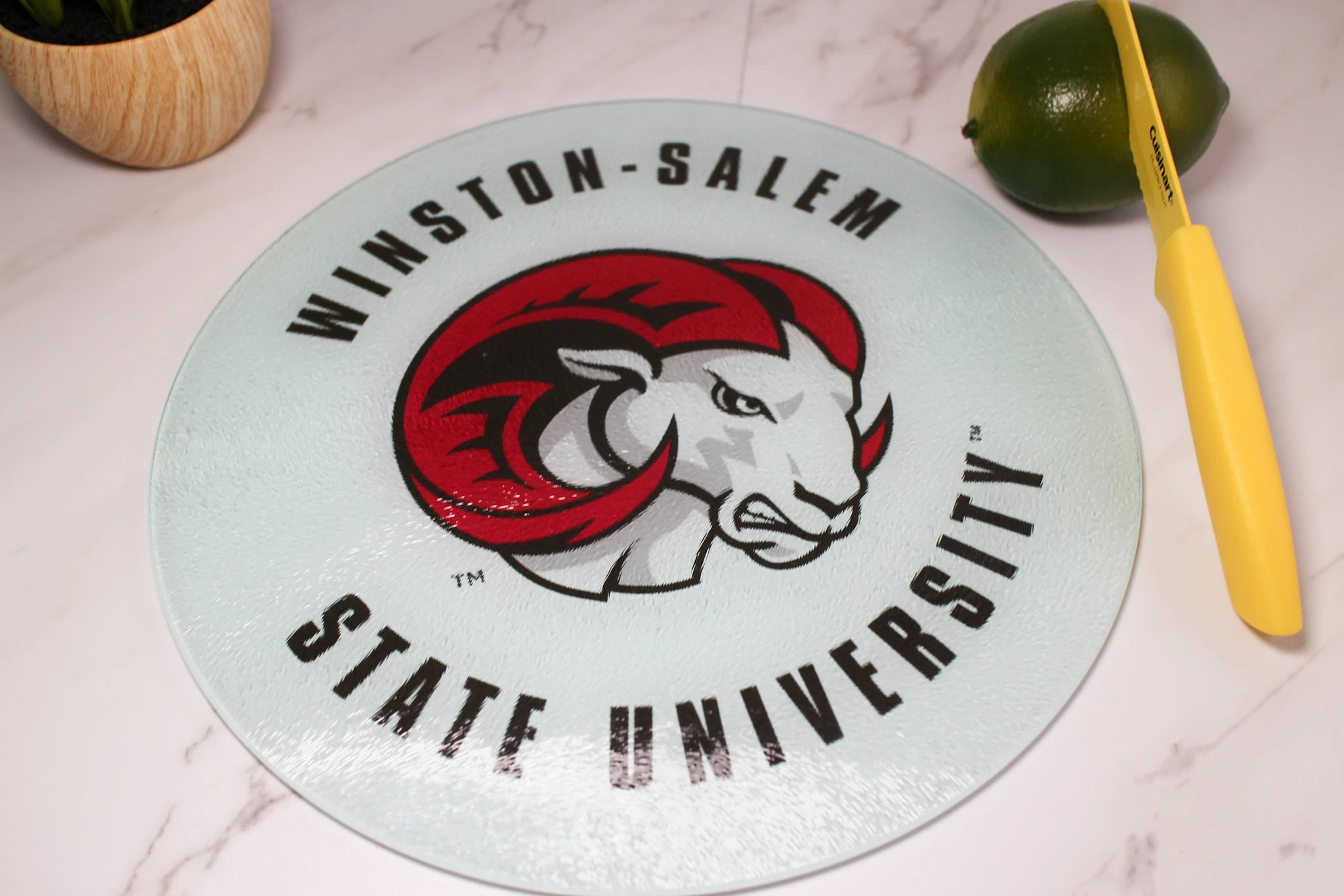 WSSU - Round Glass Cutting Board