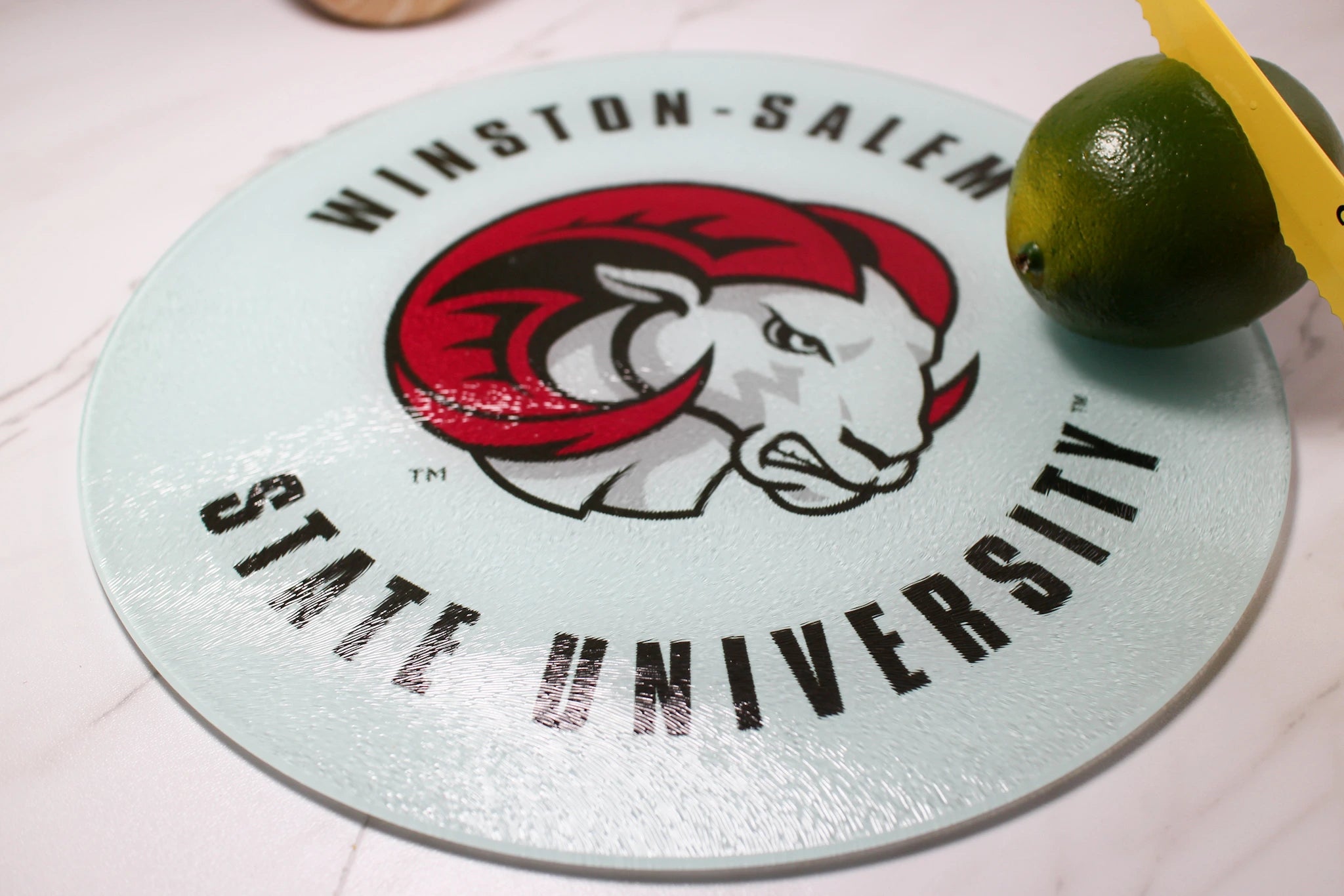 WSSU - Round Glass Cutting Board